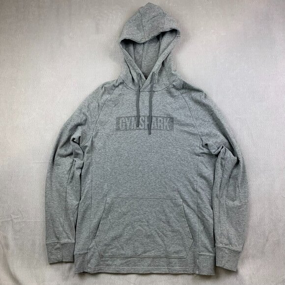 Gymshark Men Sweater Medium Gray Hoodie Long Sleeve Raglan Pullover Bodybuilding - Picture 1 of 7